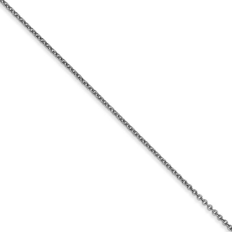 0.9mm 10k White Gold Solid Cable Chain Necklace, 18 Inch